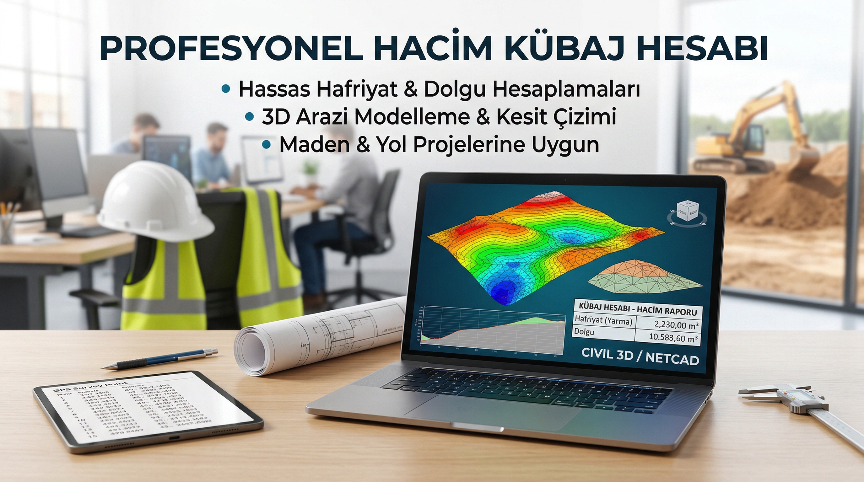 Hacim ve Kübaj Hesaplama Hizmeti | Kazı-Dolgu Metrajı | EDU3D  |  Online Mühendislik Kursları ve Eğitimleri